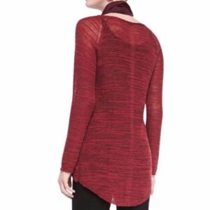 Slub Alpaca & Wool Blend V-Neck Cardigan L Red